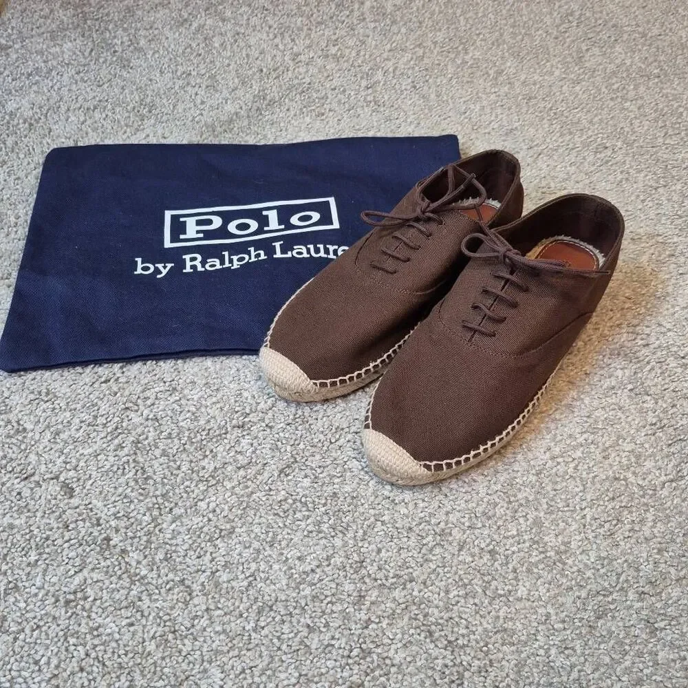 Polo by Ralph Lauren Canvas Lace Up Espadrille Chocolate Size 8